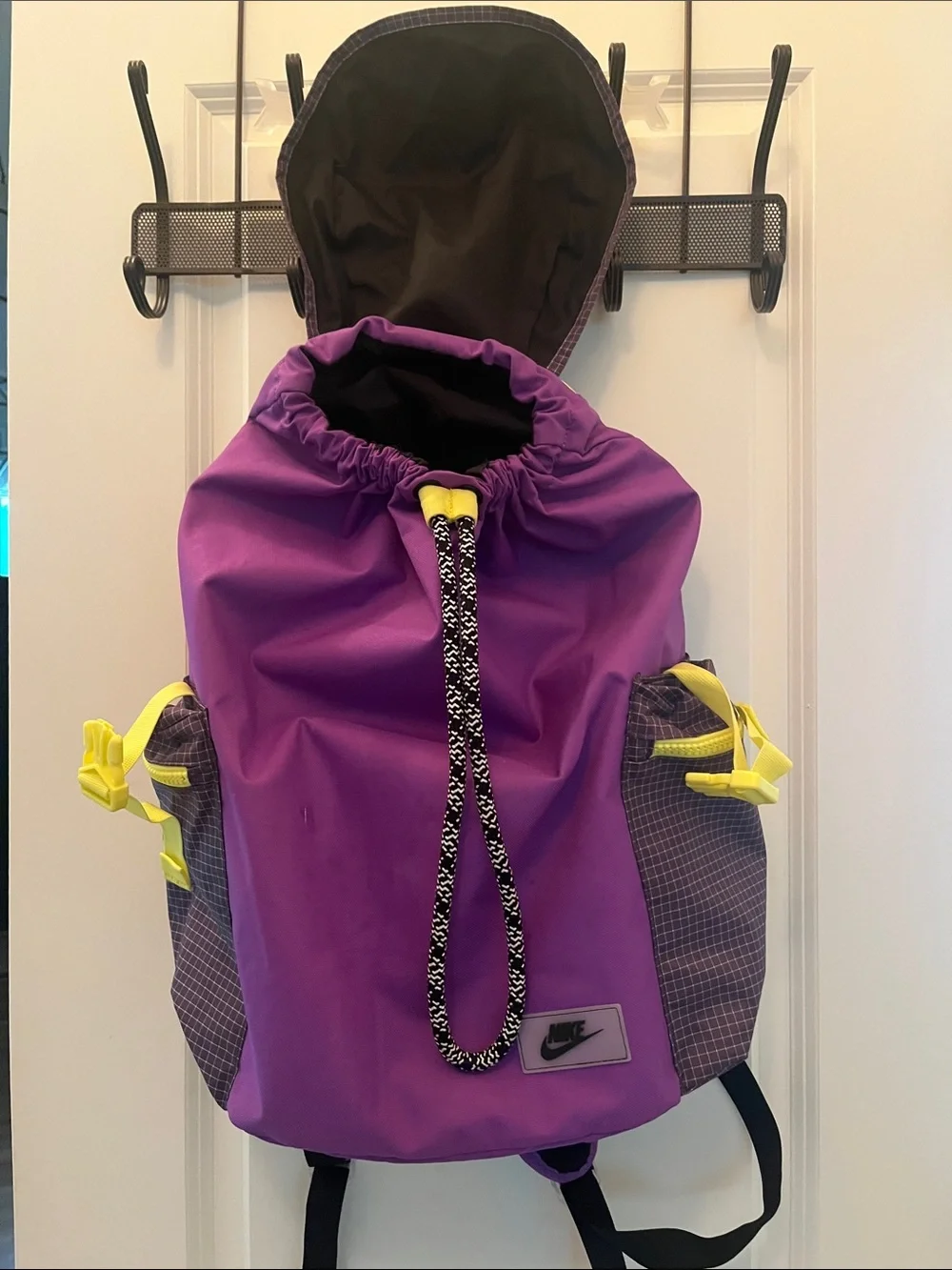 Nike Purple and Neon Yellow Rucksack